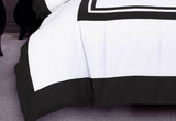 Luxton King Size Modern White Black Rectangle Pattern Quilt Cover Set (3PCS)