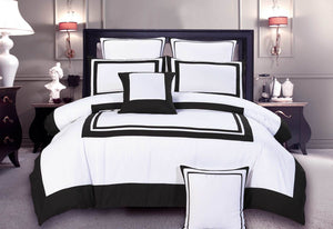Super King Size Modern White Black Rectangle Pattern Quilt Cover Set (3PCS)