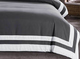 Luxton Super King Size White Square Pattern Charcoal Grey Quilt Cover Set (3PCS)
