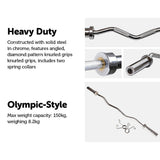 Olympic Curl Bar Barbell Heavy Duty EZ with Spring Collars
