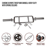 Olympic Tricep Bar Barbell Heavy Duty with Spring Collars