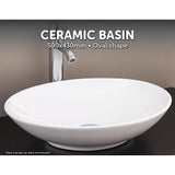 Above Counter Bathroom Basin Oval | Ceramic White 500 x 430 x 100 mm
