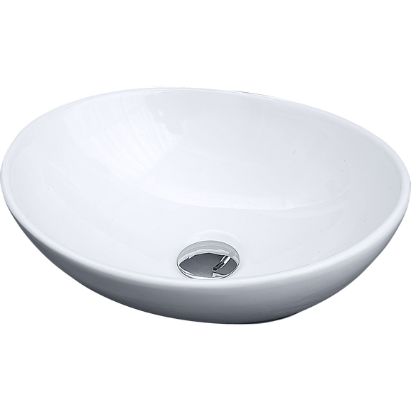 Above Counter Bathroom Basin Oval | Ceramic White 400 x 330 x 140 mm