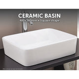 Above Counter Bathroom Basin Square | Ceramic White 480 x 380 x 130mm