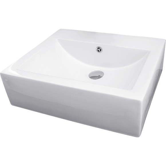 Above Counter Bathroom Basin Rectangular | Ceramic White  520 x420 x150mm