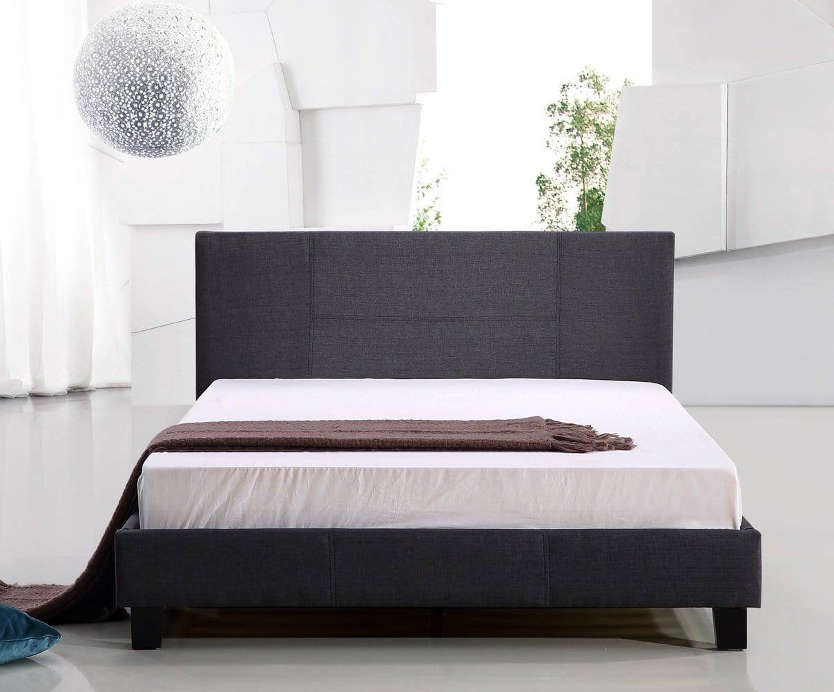 Queen Linen Fabric Bed Frame Grey