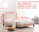 Queen Linen Fabric Bed Frame Beige