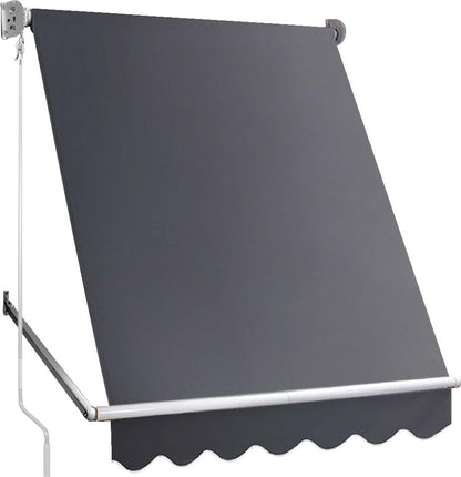 Retractable Fixed Pivot Arm Window Awning Patio Garden Blinds 2.4m x 2.1m Grey