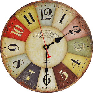 Large Colourful Wall Clock Kitchen  Office Retro Timepiece