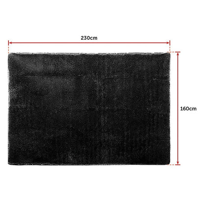 230x160cm Floor Rugs Large Shaggy Rug Area Carpet Bedroom Living Room Mat - Black