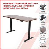Palermo Standing Desk Sit Stand Height Adjustable Motorised 160cm Table Dual Motor