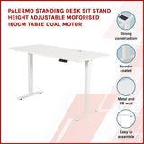 Palermo Standing Desk Sit Stand Height Adjustable Motorised 140cm Table Dual Motor