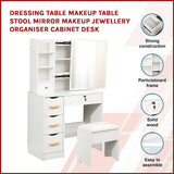 Dressing Table Makeup Table Stool Mirror Makeup Jewellery Organiser Cabinet Desk