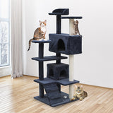 Cat Tree 132cm  Scratching Post Scratcher Tower Condo House Furniture Wood - Grey