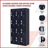 12-Door Locker for Office Gym Shed School Home Storage - 3-Digit Combination Lock