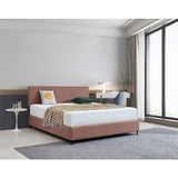 Linen Fabric King Bed Deluxe Headboard Bedhead - Pearl Copper Brown