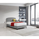 Linen Fabric Double Bed Curved Headboard Bedhead - Night Ash