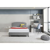 Linen Fabric Queen Bed Curved Headboard Bedhead - Night Ash