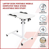 Laptop Desk Portable Mobile Computer Table Stand Adjustable Bed Study