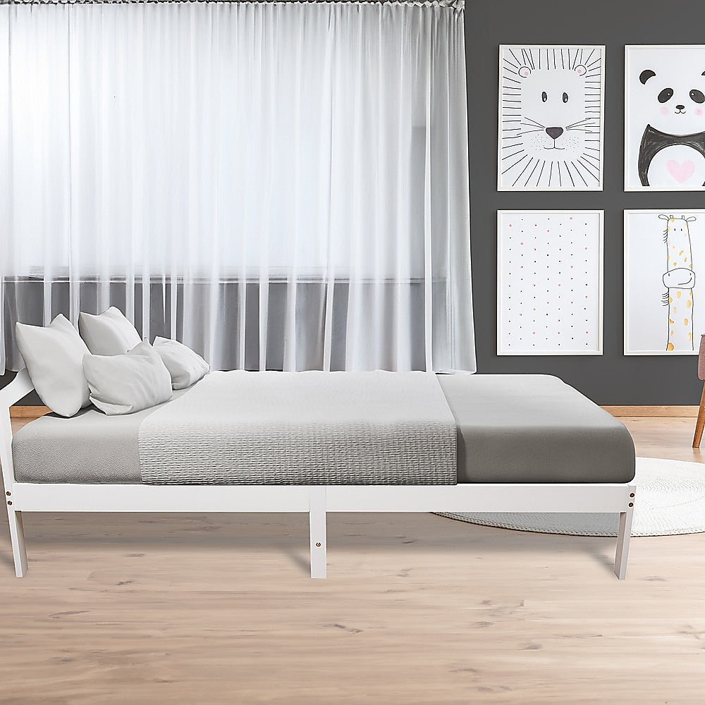 Natural Wooden Single Bed Frame Home Furniture