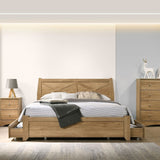 Mica Natural Wooden Bed Frame with Storage Drawers Queen