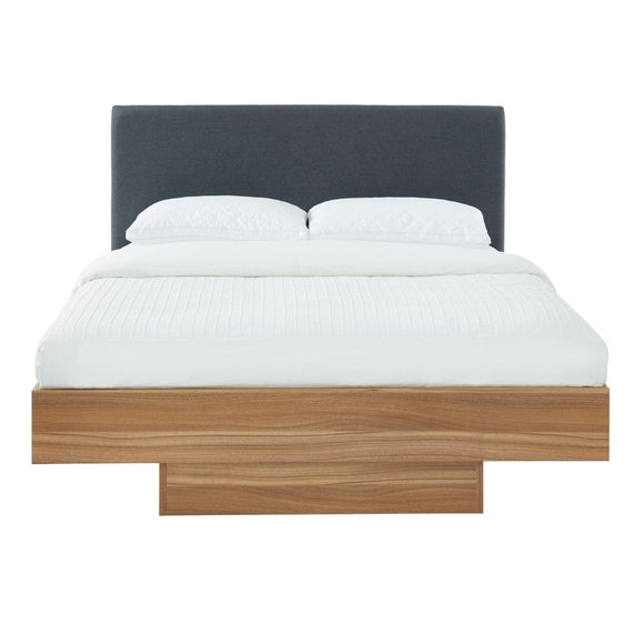 Walnut Oak Wood Floating Bed Frame King