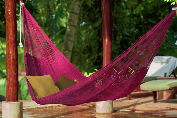 Mayan Legacy King Size Outdoor Cotton Mexican Hammock in Mexican Pink Colour