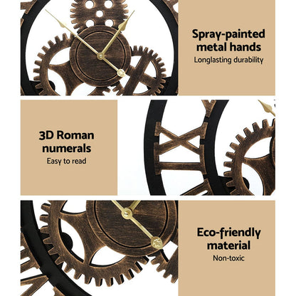 Wall Clock Modern Large 3D Vintage Luxury Clock 60cm