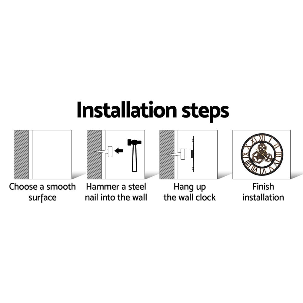 Wall Clock Modern Large 3D Vintage Luxury Clock 60cm