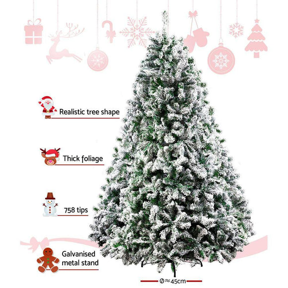 Christmas Tree Jingle Jollys 1.8M 6FT Xmas 758 Tips  Snowy Green