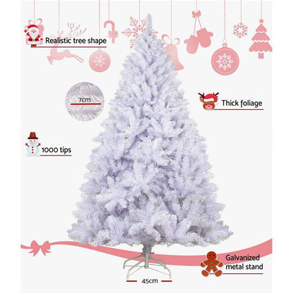 Jingle Jollys Christmas Tree 2.1m 1000 White Tips Xmas Tree Decorations
