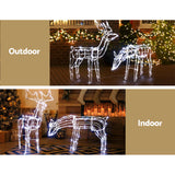 Christmas Motif Lights LED Rope Jingle Jollys Reindeer Waterproof Solar Powered