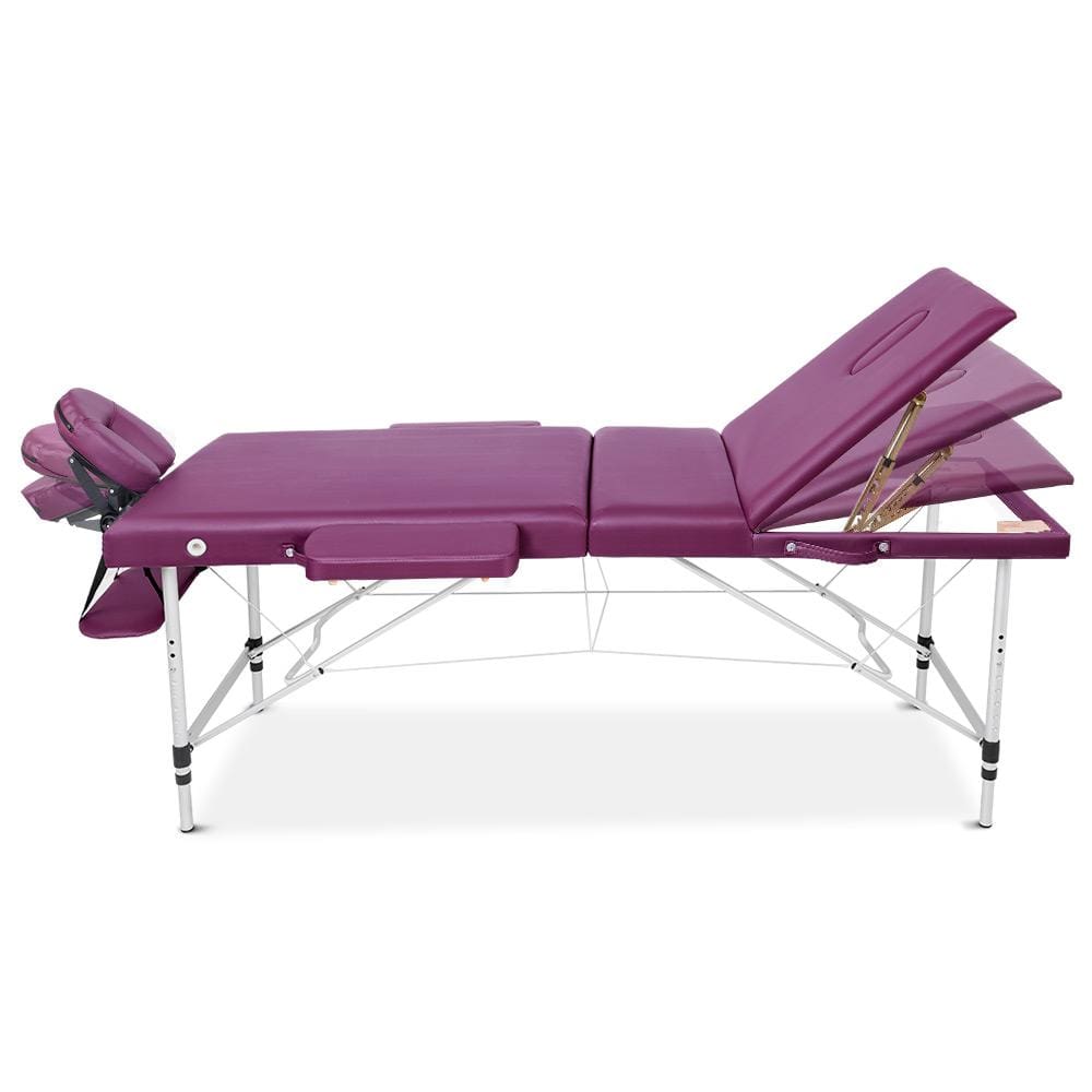 Zenses 3 Fold Portable Aluminium Massage Table Massage Bed Beauty Therapy Purple 75cm

This 60cm wide massage table may seem bulky, but it can easily be folded and made portable. No need to worry about wear and tear when transporting it in any weather conditions.