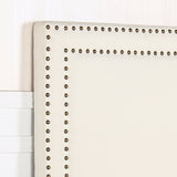 Bed Head Queen White Headboard Upholstery Fabric Studded Buttons