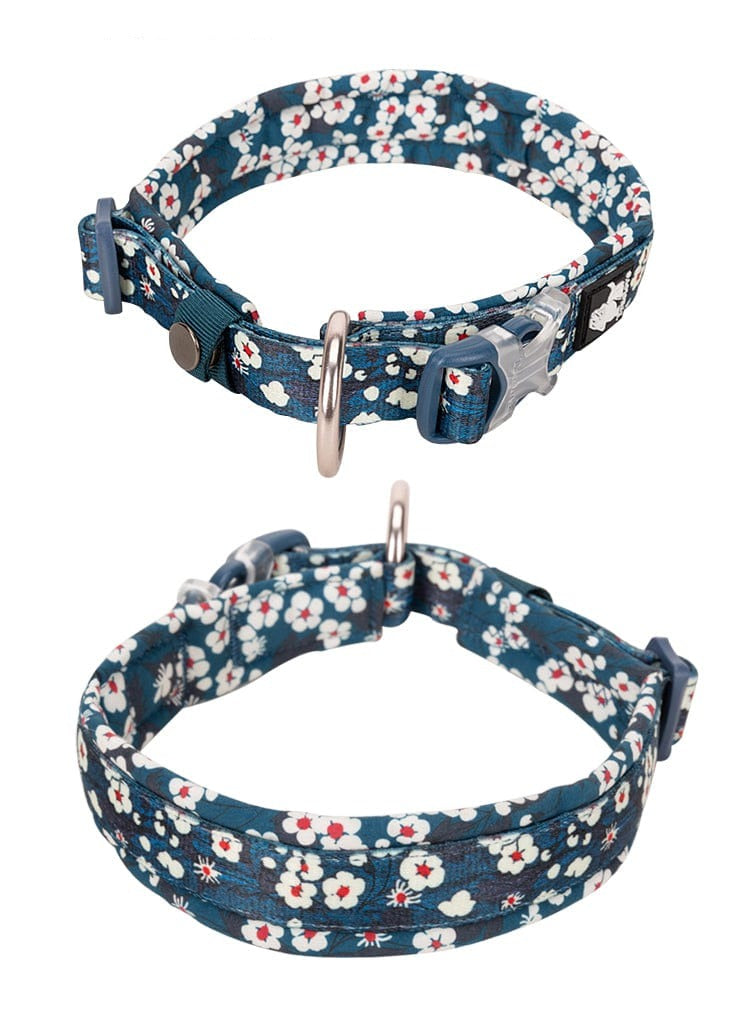Floral Dog Collar Saxony Blue 3XL