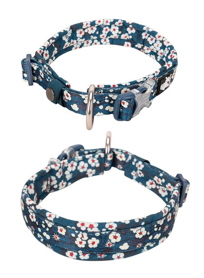 Floral Dog Collar Saxony Blue 3XL