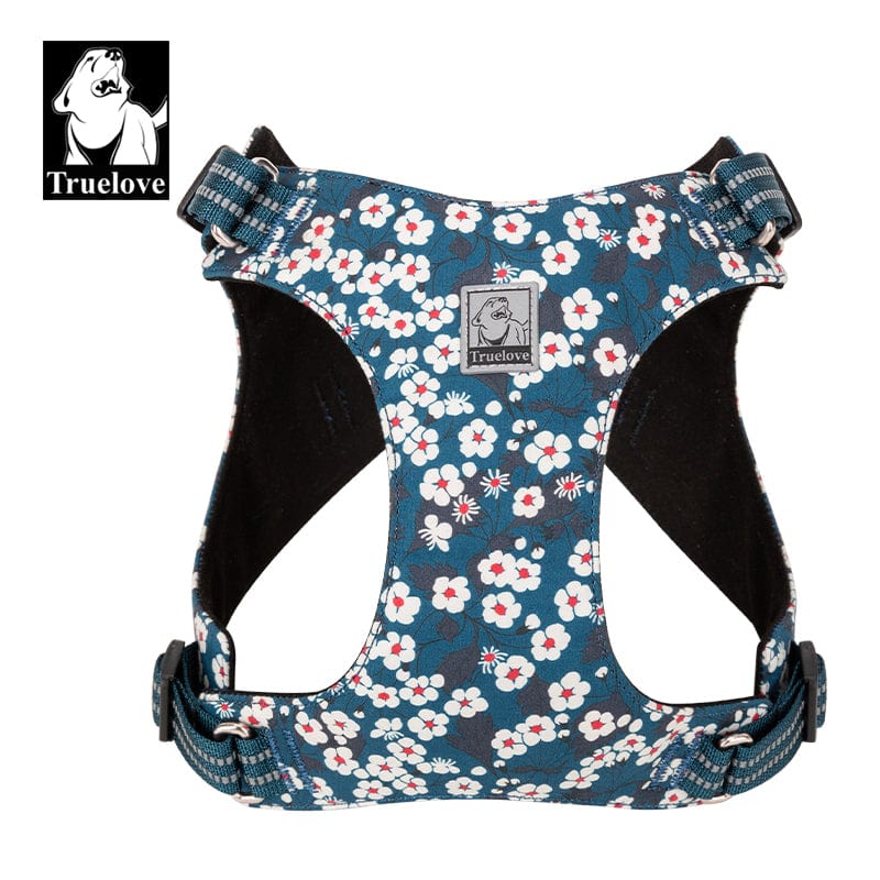 Floral Dog Harness Saxony Blue 3XS