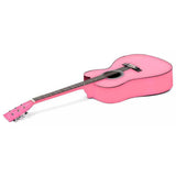 Cutaway Acoustic Guitar with guitar bag - Pink 38in