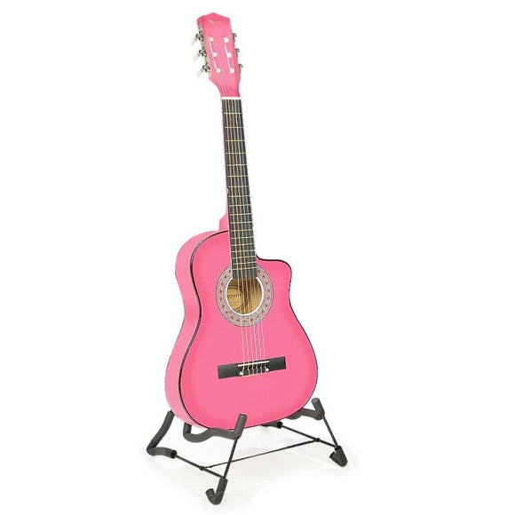 Cutaway Acoustic Guitar with guitar bag - Pink 38in