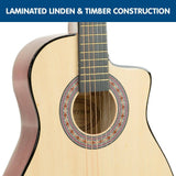 Pro Cutaway Acoustic Guitar with guitar bag - Natural 38in