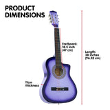 Pro Cutaway Acoustic Guitar with guitar bag - Purple Burst 38in