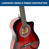 Pro Cutaway Acoustic Guitar with guitar bag - Red Burst Karrera 38in