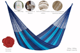 Mayan Legacy King Size Cotton Mexican Hammock in Caribbean Blue Colour