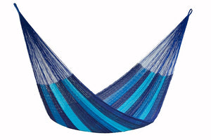 Mayan Legacy King Size Cotton Mexican Hammock in Caribbean Blue Colour