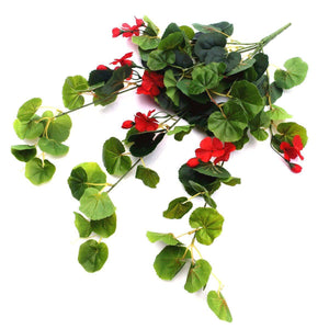 Artificial Plant Geranium Hanging Bush with Red Flowers 60cm