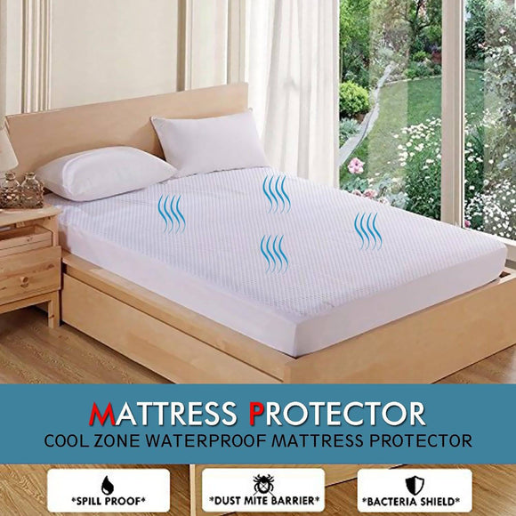 Mattress Protector Topper DreamZ Polyester Cool Fitted Cover Waterproof Queen