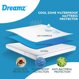 Mattress Protector Topper DreamZ Polyester Cool Fitted Cover Waterproof Single.