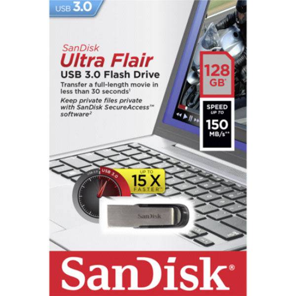 SANDISK 128GB CZ73 ULTRA FLAIR USB 3.0 USB FLASH DRIVE up to 150MB/s