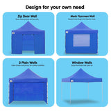 Gazebo Tent Marquee 3x3 PopUp Outdoor Wallaroo - Blue