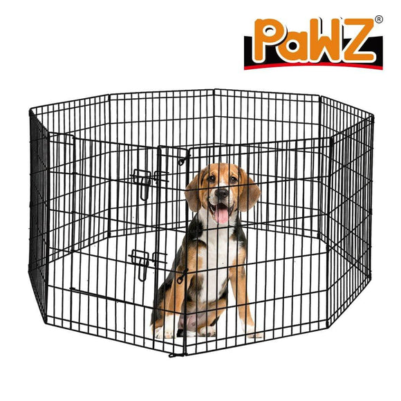 Pet Playpen Puppy Exercise 8 Panel Enclosure Fence Black With Door 42